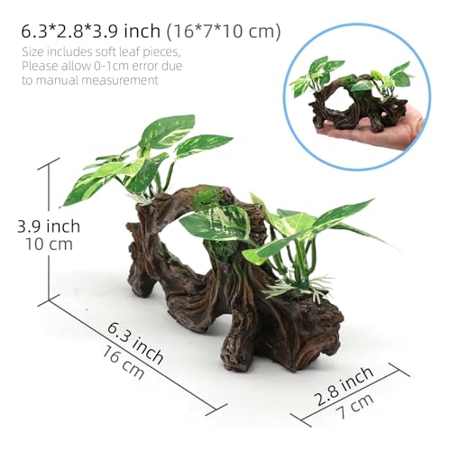 Fish Tank Decorations Artifical Driftwood Cave Aquarium Decor Ornaments Silk Aquarium Plants for Betta Fish Tank Accessories