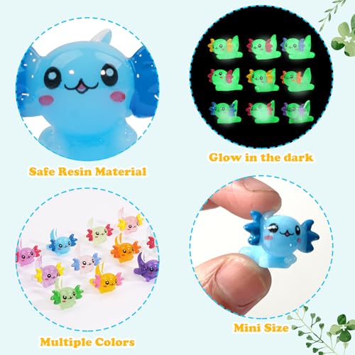 Mini Resin Axolotl to Hide 36 PCS Tiny Miniature Animal Figurines in Bulk Luminous Small Charm Ornament Glow in The Dark for Aquarium Garden Micro Landscape Potted - color: Axolotl