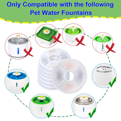 Cat Water Fountain Filter, Pet Fountain Filters Replacement for 3L Flower Cat Drinking Fountain,8 Pack Cat Fountain Filter Replacement - color: 8 Pack