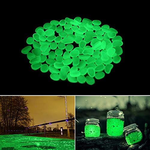 Oubest Glow in The Dark Rocks Glow Pebbles Decor for Garden/Fish Tank/Aquarium/Walkway/Driveway/Plant Pots/Bonsai (100, Green) - color: Green