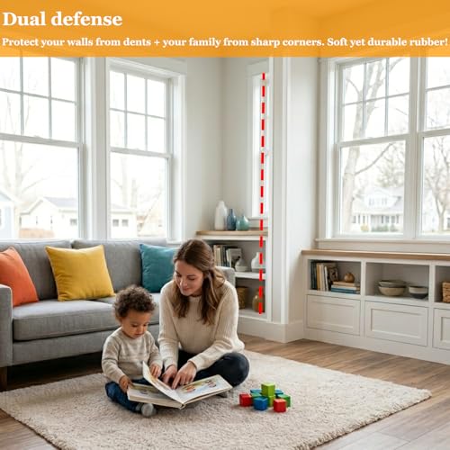 Wall Corner Protector Self-Adhesive Flexible – Durable Rubber, Furniture Edge Guard, Easy to Install, White, Prevents Wall Damage, Ideal for Home or Office Use - size: 0.8in×20ft