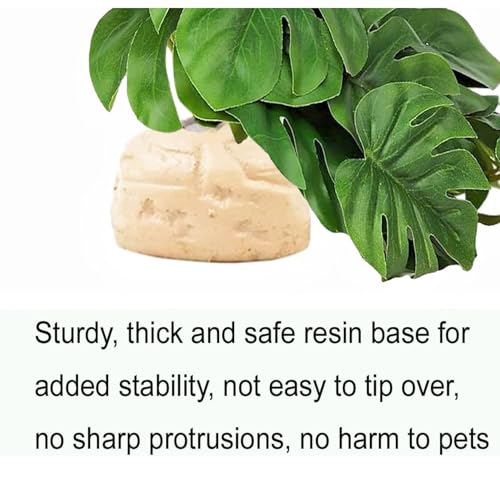 Reptile Plants for Terrarium Decor,Amphibian Habitat Decor,Artificial Plants for Gecko Chameleon Snake Tortoise Tank Accessories with Base (Monstera deliciosa) - color: Monstera Deliciosa