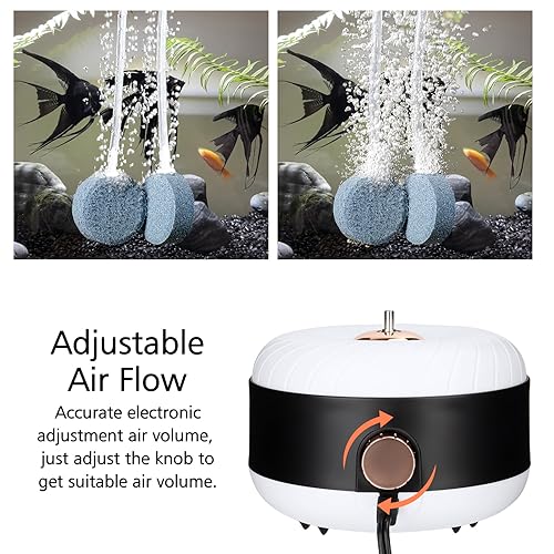 hygger 3W/8W Aquarium Air Pump, Powerful 50GPH/140GPH Adjustable Fish Tank Aerator, Ultra Quiet Oxygen Pump Aquarium Bubbler with Accessories for up to 300 Gallon Tank - style: for Aquarium up to 150 Gal