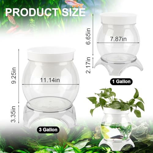 1 Gallon PET Aquaponic Fish Tank, Fish Bowl Aquaponic Betta Fish Tank Clear Aquarium for Betta Fish Reptiles Succulents Flower Vase Betta Fish Centerpiece Present for Home Office Desktop Decors - size: 1 Gallon