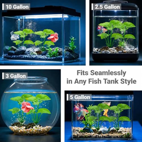 2-Pack Aquarium Decor Fish Tank Decorations 6-inch Betta Fish Tank Plants Leaf Hammock, Artificial Silk Aquarium Plants Betta Tank Accessories, Goldfish, Reptiles Plant Decor Driftwood - color: A (2-pack)