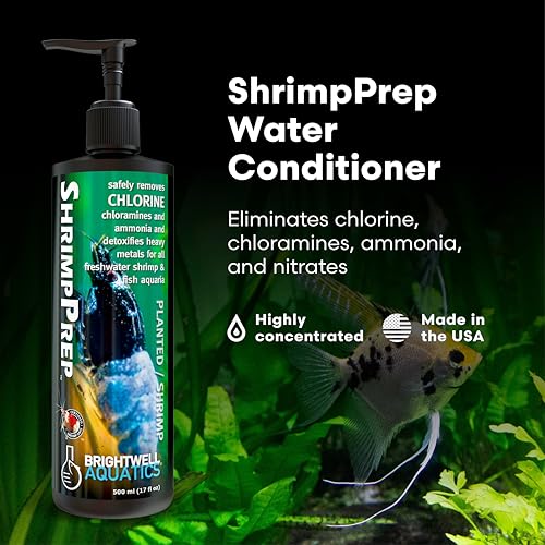 Brightwell Aquatics Shrimp Prep – Water Conditioner for Freshwater Shrimp & Aquariums – Removes Chlorine, Ammonia & Heavy Metals – Promotes Healthy Habitat, 500 ml - size: 500-ml