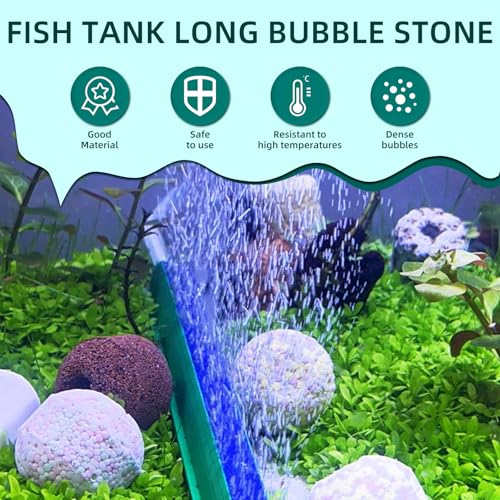 Saim Aquarium Air Stone Bar Bubbler 7.8 Inch, Bubbler Stone with Plastic Base, 9.8ft Airline Tubing with 3 Piece Suction Cup for Fish Tank, Air Stone Bar, 2 Pack - color: AS019-8, size: 7.8 Inch