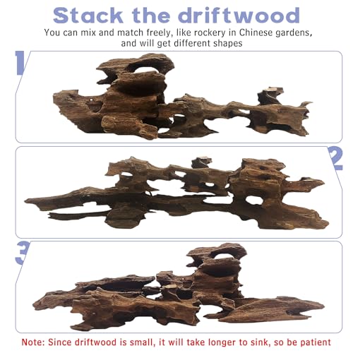 Hamiledyi Natural Driftwood for Aquarium Decor 12 PCS Fish Tank Wood with Small Holey Aquarium Wood Aquascaping for Shrimp Betta Hermit Crab and Butterfly Fish - size: XS:3-6 inches-12pcs
