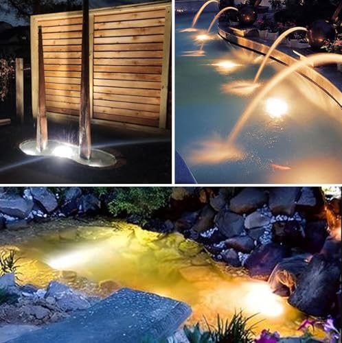 Warm White Pond Lights, Underwater Landscape Spotlights, IP68 Waterproof Submersible Fountain Lights for Garden Yard Aquarium Pond Fountain Waterfall (3 Lights) - size: 3 lights