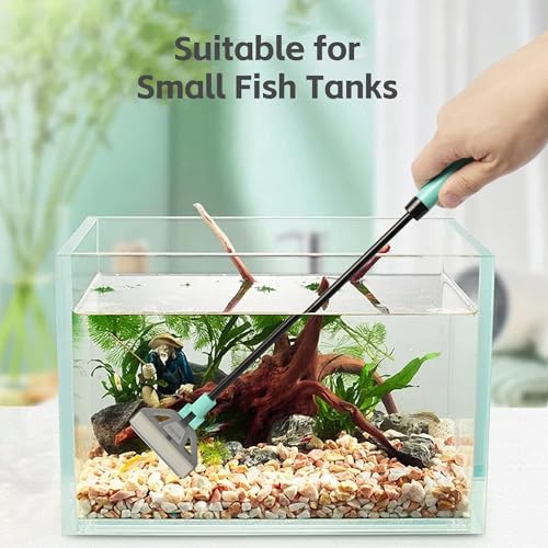 Algae Scraper for Glass Aquariums, 2 in 1 Adjustable Algae Scraper with 5 Stainless Steel Blades and Cleaning Brush, Aquarium Glass Cleaning Tools for 20-40 Gallon Fish Tank