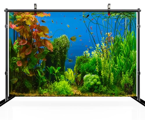 12x8ft Fish Tank Backdrop Aquarium Underwater Grass Leaves Aquatic Plant River Bed Lake Fish Background Diving Holiday Fishing Party Decoration Photo Props Wallpaper - size: 12x8FT