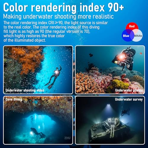 L15 10000 Lumens Underwater Video Light - 100m (330ft) Waterproof Dive Video Light with USB-C Charging, Professional Floodlight for Scuba Diving, Snorkeling & Underwater Photography - color: Sealion-L15