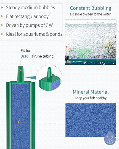 Pawfly Aquarium Air Stone Bar Bubbler 12 Inch, Fish Tank Bubbler Stone with 4 Suction Cups Square Oxygen Diffuser for Air Pump Fish Tank Pond and DWC Reservoir, 4 Pack