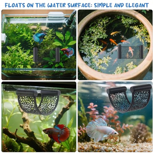 2 Pack Floating Betta Hammock Leaf Bed – Resting Platform for Betta Fish, Shrimp & Small Fish | Compact Aquarium Decor for Nano Tanks, Low Flow Aquariums & Aquascape Setup (Black)
