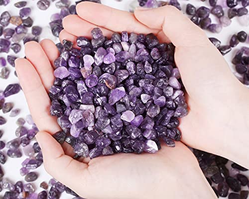 Amethyst Crystal Gravel Polished Chips Stones Pea Quartz 0.3-0.4" Tumbled Stone Crushed Natural Home Decoration Small Pebbles mini Fish Tank Vase Filler Landscape Bottom Ornament 250G 0.55 lbs - color: Purple - Amethyst, size: 0.55 Pound