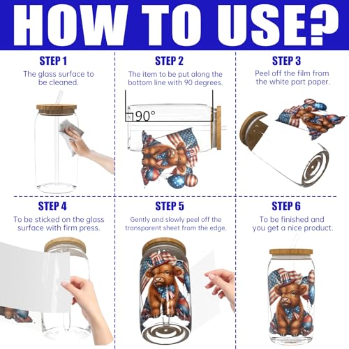 4 PCS Patriotic Highland Cows UV DTF Cup Wrap High Viscosity Stickers for Glass Mugs Notebooks Laptops - style: Patriotic Highland Cows