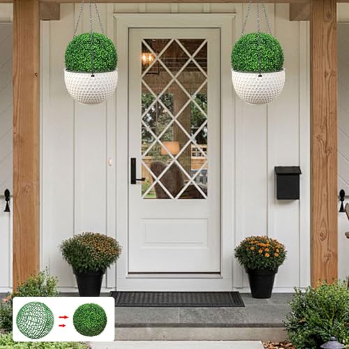 Topiary Ball Frame Set of 2, 6 Sizes Plastic Plant Support Cage, Artificial Grass Ball Frame for DIY Flower Arrangement, Boxwood Moss Ball Holder for Wedding Home Garden Decoration (40cm/16inch) - size: 40cm/16inch