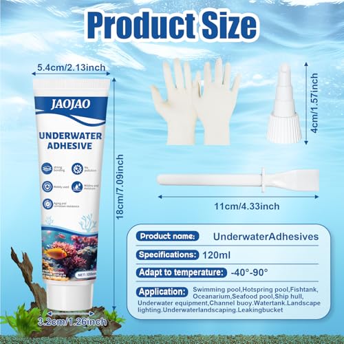 JAOJAO Aquarium Safe Silicone, Aquarium Silicone Clear Underwater Sealant Marine Waterproof Strong Adhesion Good Flexibility Underwater Bonding for Fish Tank, Pools Transparent, 120ml - color: Transparent