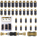 CheeMuii 30 PCS DOT Air Line Fittings 1/4" 3/8" 1/2" DOT Push Lock Air Fittings Brass and Plastic Straight Unions Quick Connect Air Hose Fittings Repair Kit - color: Black, size: 32 PCS