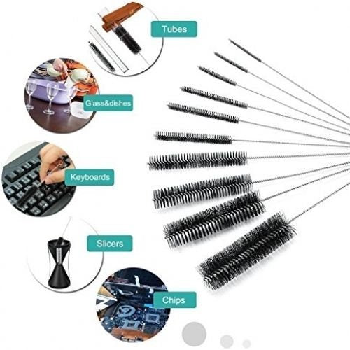 DECORA 10 Pieces Nylon Cleaning Bottle Brush Pipe Cleaning Brushes Tube Brushes Tube Bottle Straw Washing Cleaner Bristle Kit Tool Black - color: Black
