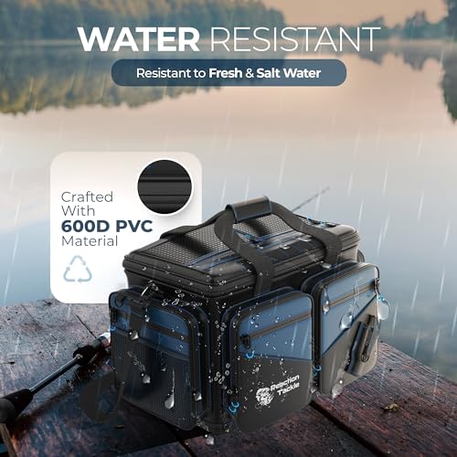 Reaction Tackle Fishing Tackle Bag – Salt Water Resistant Fishing Bag, 1000D PVC Waterproof Material, Tackle Box Organizer with Dividers for 3600 or 3700 Trays - color: C: Large Bag (without trays)