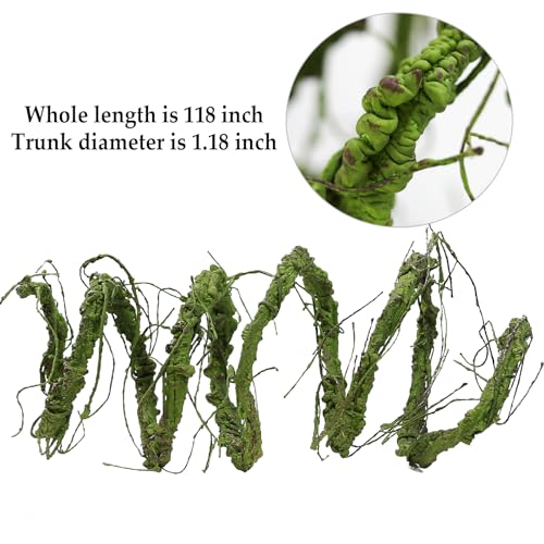 118 inch Big Artificial Green Tree Branches Ivy Grapevine Garland Fake Tree Trunk Wall Door Hanging Plants Twigs Moss for Garden Home Wedding Outdoor Jungle Leaves Room Decoration - size: Large