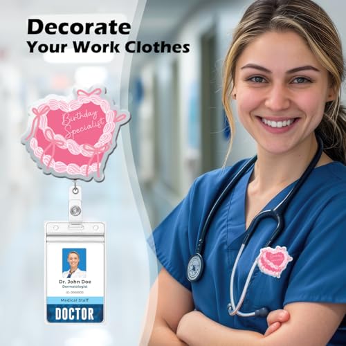 Cute Pink Nurse Badge Reel, Funny Birthday Specialist Labor and Delivery NICU ID Card Holder Retractable Clip for OB RN OBGYN Nurses Medical Assistant Maternity Postpartum - color: Birthday Specialist