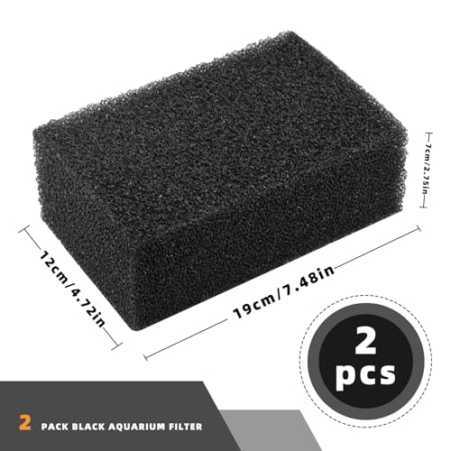 2 Pack 7.5"x 4.7" x 2.75" Aquarium Filter Foam Sponges - Cut-to-Size Media Pad Sheets for Fish Tanks, Ponds & Sump Dividers