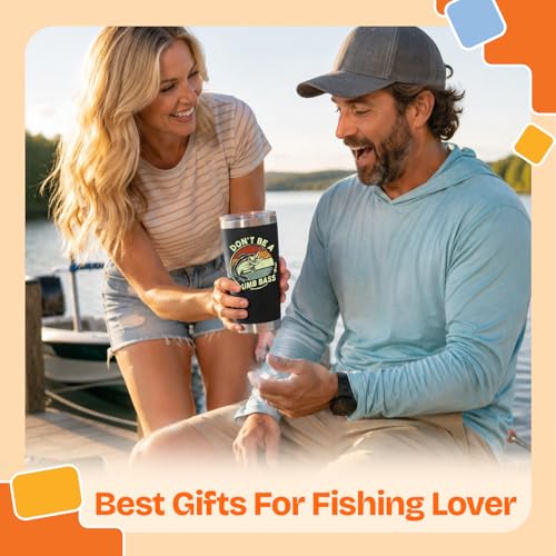 NewEleven Fathers Day Gift For Dad, Him - Fishing Gifts For Men, Fisherman, Father - Practical Gift, Dad Birthday Present, Men, Husband - 20 Oz Tumbler - color: Dumb bass black