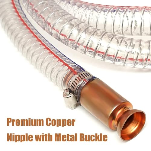 8.2FT 5/8" Heavy Duty Siphon Hose - Gerguirry Self-Priming Jiggler Pump for Boats, ATVs & Tractors Copper Nipple w/Metal Buckle, Fuel Transfer Tube for Gasoline Fuel Gas - size: 5/8"ID x 1Pcs