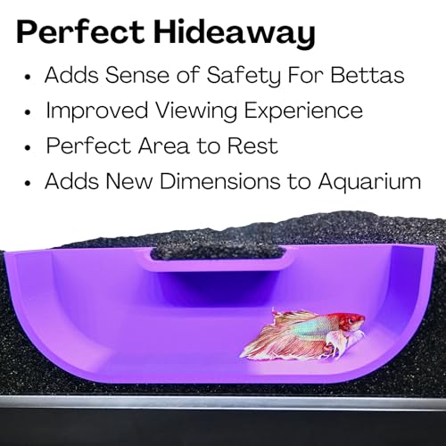 Betta Underground Tunnel Hideout Cave | Aquarium Hide for Small Fish and Shrimp | Viewing Betta Fish Rest Hammock Enrichment Toy | Betta Fish Tank Accessories Decorations Toys Decor (Purple) - color: Purple