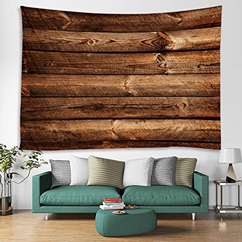 WODEJIA Fabric Tapestry Decorative Wall Art Tablecloth Bedspread Picnic Blanket Beach Throw Blanket for Bedroom Hall Dormitory Living Room Hanging 79 x 59 inches Brown Wooden Wall Print - color: Brown Wooden Wall, size: 79"L x 59"W