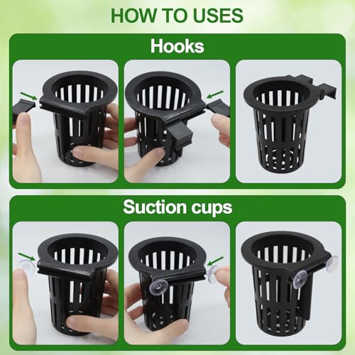 4 PCS Upgraded Aquarium Plant Holder, Fish Tank Plant Holder with 3 Size Extension Hooks and Suction Cups for Fish Tank Aquaponic Cultivation
