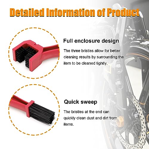 Ziciner 2 PCS Bike or Motorcycle Chain Washer, Motorcycle Chain Gear Dirt Clean Brushes, Universal Bicycle Chain Cleaning Brush Tool for Mountain Bike Heavy Duty Motorcycle (Red) - color: Red-2pcs