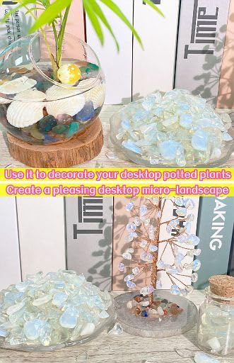 YATOJUZI Opal Aquarium Gravel Rocks Bulk Wholesale Tumbled Crystals Stones Chips Crushed Reiki Energy Balancing Gemstones for Planters Vase Filler Fountain Fish Tank Potted Decor 0.44LB - color: Opal, size: 0.44 Pound