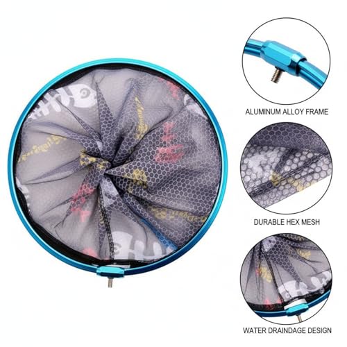 Aluminum Alloy Landing Net Head Replacement Frame for Fishing Rod Handles - Blue - size: 15.75 x 15.75 x 15.75"