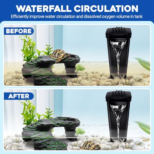 GOZILLA Turtle Tank Filter 74GPH, Low Water Level Turtle Tank 3.5W Fish Tank Aquarium Filters for Small Tanks up to 15 Gallons Include 2 Replacement Cartridge.(Black)
