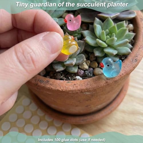 100 Pcs Glow in the Dark Mini Resin Ducks, Tiny Luminous Figurines, Small Plastic Animals for Miniature Garden, Aquarium, Micro Landscape, DIY Crafts, Potted Plant and Moss Décor - color: Luminous