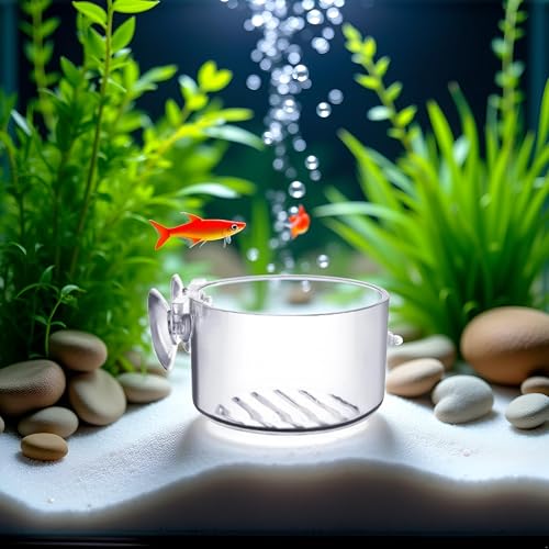 BWESOO Transparent Round Aquatic Planter Cups with Hole, Mini Acrylic Aquatic Plant Pot Holder with Suction Cup Aquarium Decor, for Aquarium Shrimp Fish Live Plants