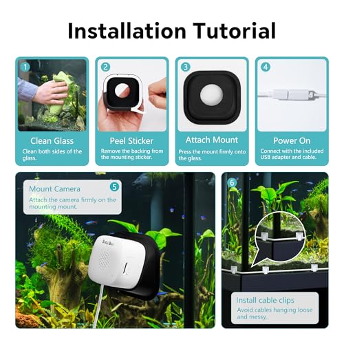 3MP 2K AI Reptile & Aquarium Camera with Angle Magnetic Mount, Close-Focus Lens for Fish Tank Terrarium Lizard Snake Pet, 2.4G&5GHz WiFi, 24/7 Recording, Anti-Glare & No Reflection