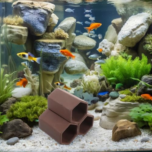 Happyyami Pottery Aquarium Shrimp Cave Hideout Spawning Tube for Fish Tank Breeding Shelter Habitat Decoration