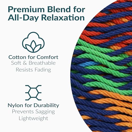Sunnydaze Handwoven XXL Thick Cord Mayan Double Hammock for Outside - 625-Pound Capacity Heavy-Duty Outdoor Hammock - Multicolor - color: Multi-color