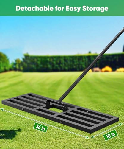 36x10 inch Lawn Leveling Rake, Upgraded Lawn Leveler Tool Heavy Duty Reinforced Connection, Garden Rake with Adjustable Long Handle, Ground Leveler for Yard Smoothing Soil Grass Dirt Sand - style: S-36x10in