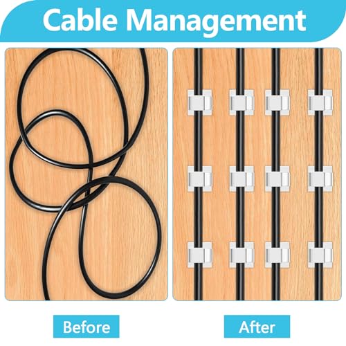 100PCS Adhesive Cable Clips, Wire Holder Organizer, Cord Management, Cable Staples, Christmas String Lights, White, Small