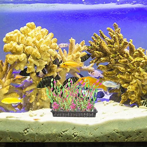 POPETPOP Aquarium Plastic Plant Basket 5-Pack Water Grass Pots with Drainage for Hydroponic Root Cultivation Fish Tank and Pond Planting
