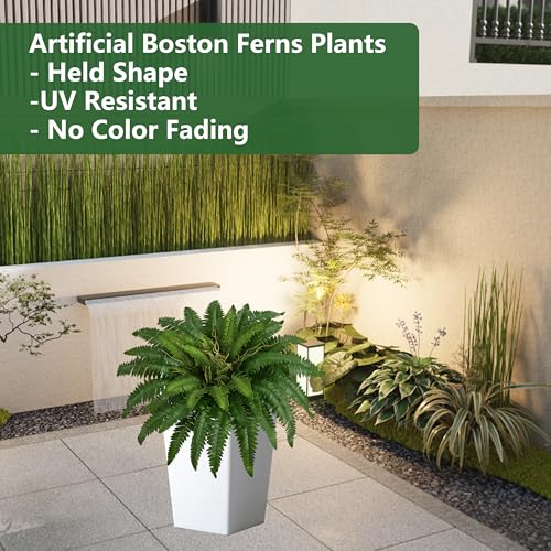 38In Artificial Boston Ferns Bush, Set of 2 Large Faux Ferns Plants, 47 Branches Fake Ferns for Home Living Room Decor, Indoor and Outdoor - size: 2 PCS-38"
