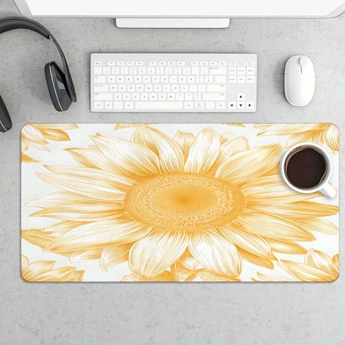 XXL Gaming Mouse Pad Sunflower Vintage Flower XXL Gaming Mouse Pad Large Desk Mat Protector for Desktop, Anti-Slip Rubber Extended Computer Keyboard Mat Writing Pad, 15.7 * 35.4 in,B-1480 - color: B-1480, size: 15.7*35.4 In