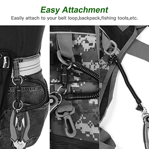 Lixada Magnetic Net Release Holder Fly Fishing Net Retractor Fishing Net Keeper Magnet Clip Landing Net Connector for Fishing Hooks, Lures, Flies, Trout Line - color: Black, style: Connector With Coiled Lanyard