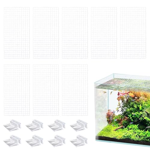 8 Pack Transparent Acrylic Tank Lid with Clips, Aquarium Lid Hood, Fish Tank Top Cover, Breeder Tank Lid, Acrylic Grid Panel Fish Tank Lid, Aquarium Cover Lid - color: White, size: 8 Pacs