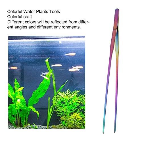 TITA-DONG 27cm Reptile Feeding Tongs, Rainbow Color Aquarium Tweezers Stainless Steel Fishbowl Long Tweezers, Aquascaping Tools for Hold Worms, Reptiles, Lizards, Bearded Dragon(27cm Straight Clip)
